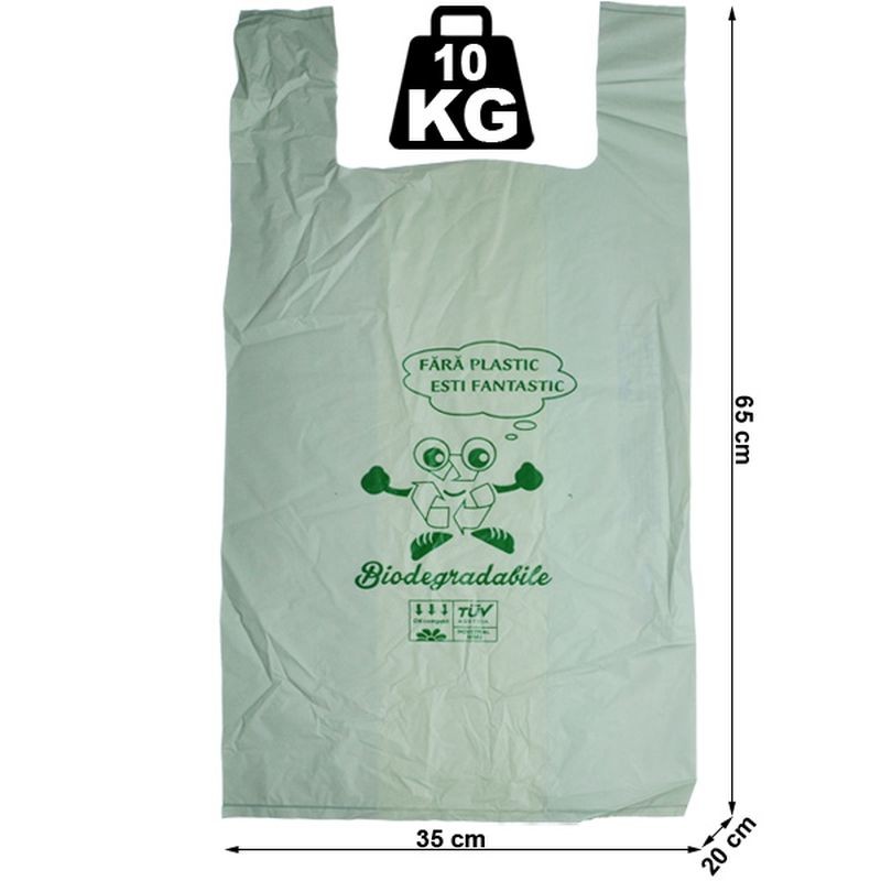 Pungi tip maieu biodegradabile, 35X65X20 cm, 10 kg, set 10 bucati - imagine 3